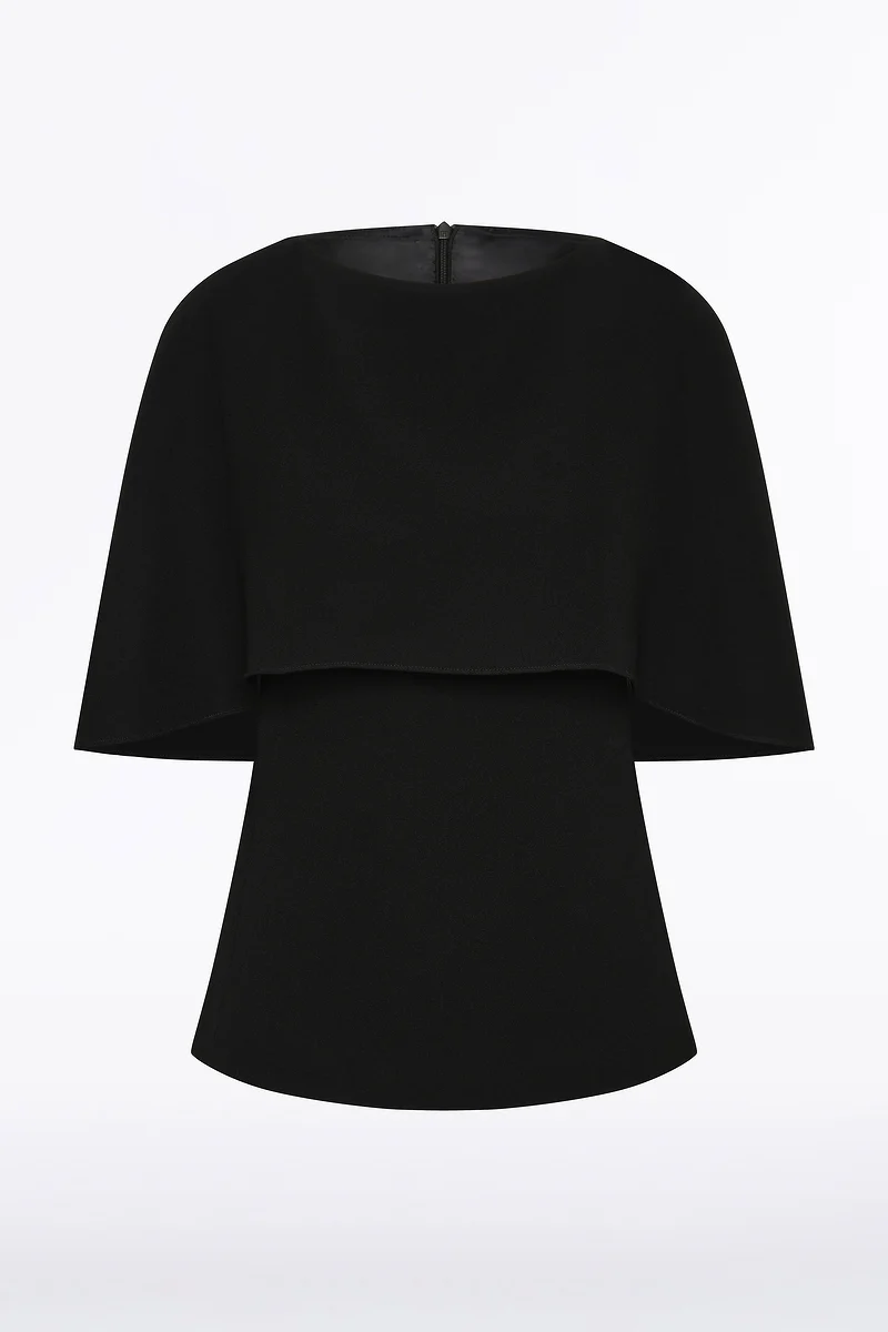 BLACK CREPE CAPE TOP - Image 4