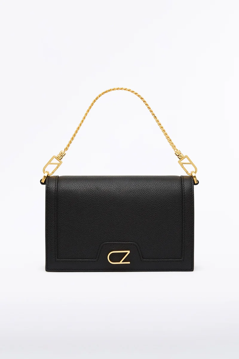 BLACK CZ CHAIN CROSSBODY BAG