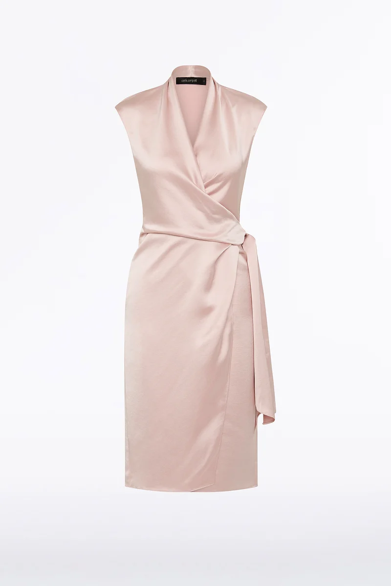 BLUSH LUSTRE SATIN WRAP DRESS - Image 4