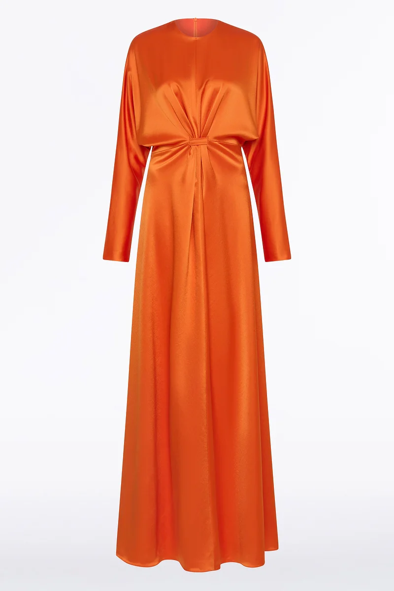 CLEMENTINE SATIN ACETATE DRAPED SOFT SLEEVE DRESS - Image 6