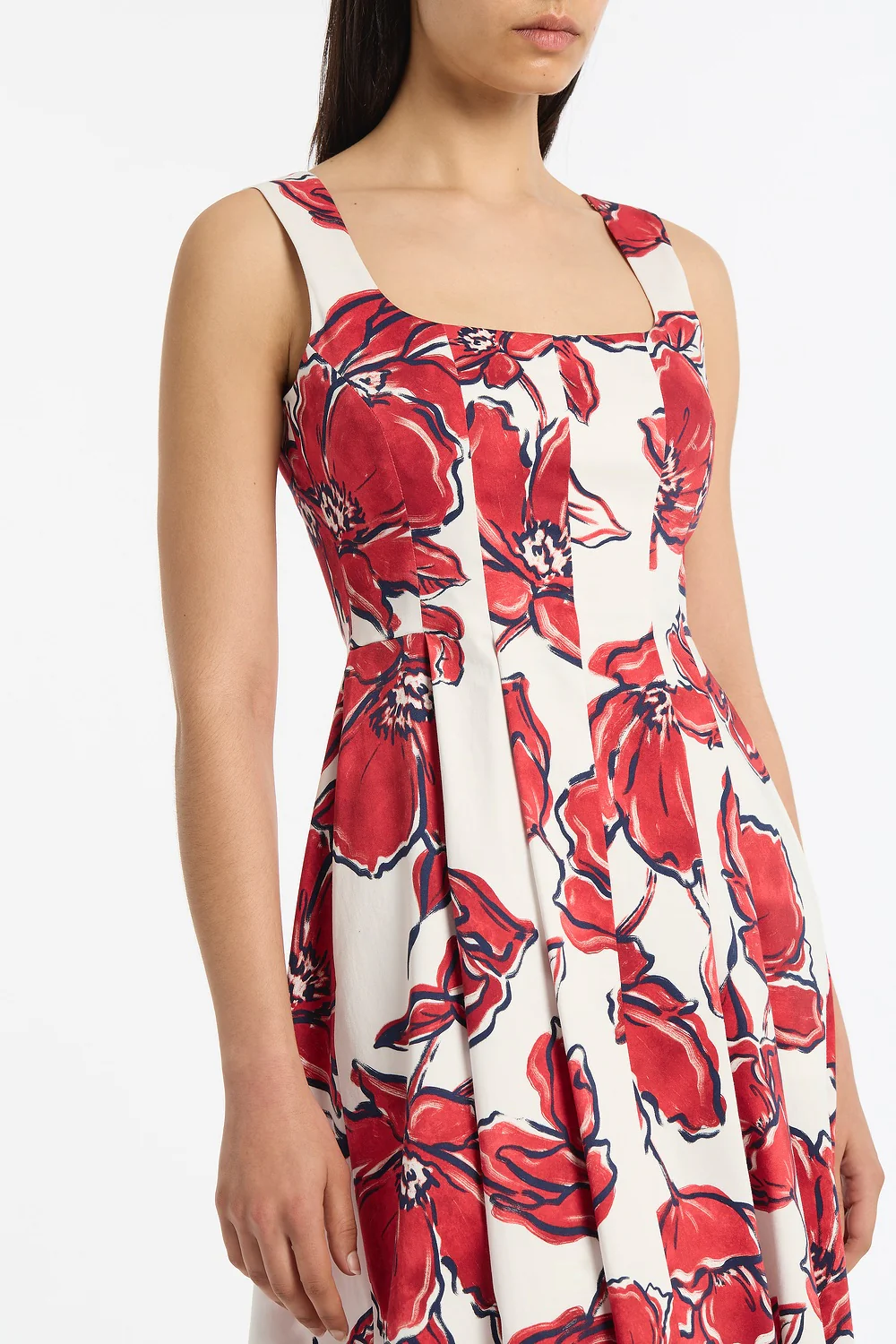 CRIMSON BOUQUET SATEEN PANELLED MIDI DRESS - Image 4