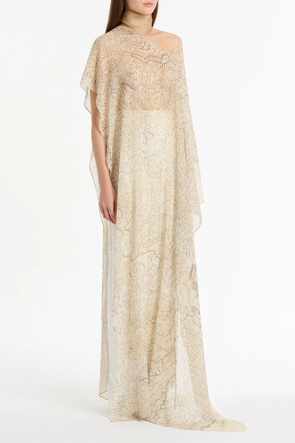 IVORY DRAPED LOMBARDIA VISCOSE GEORGETTE WRAP - Image 3