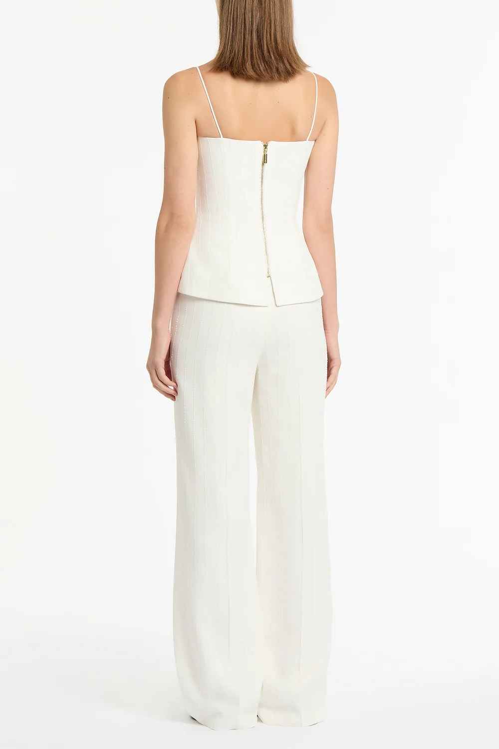 IVORY STARLIGHT TWILL TUCK FRONT PANT - Image 3