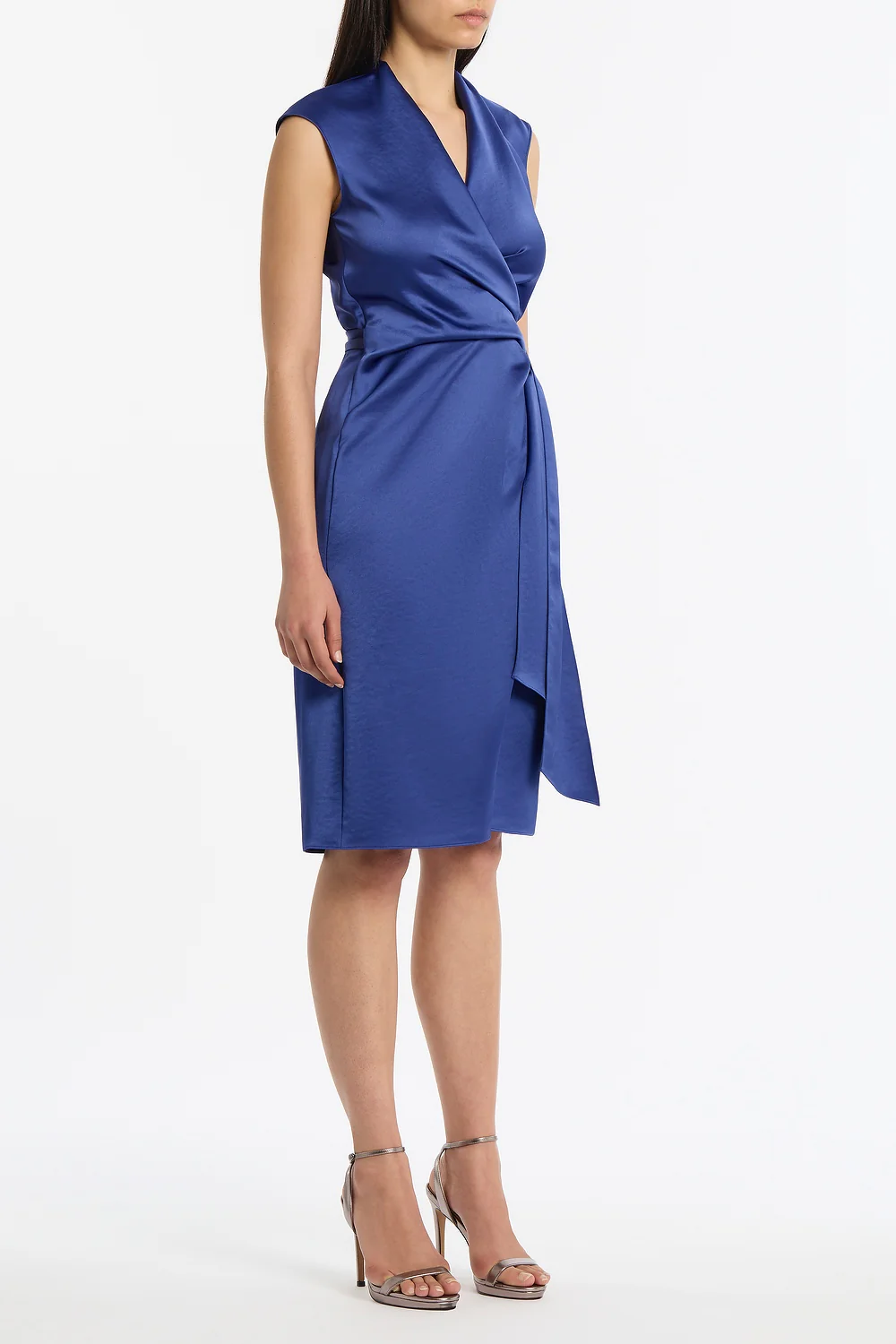 LAPIS LUSTRE SATIN WRAP DRESS - Image 2