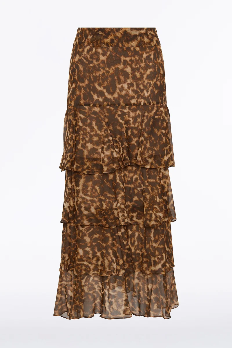 LEOPARD SILK TIERED MAXI SKIRT - Image 5