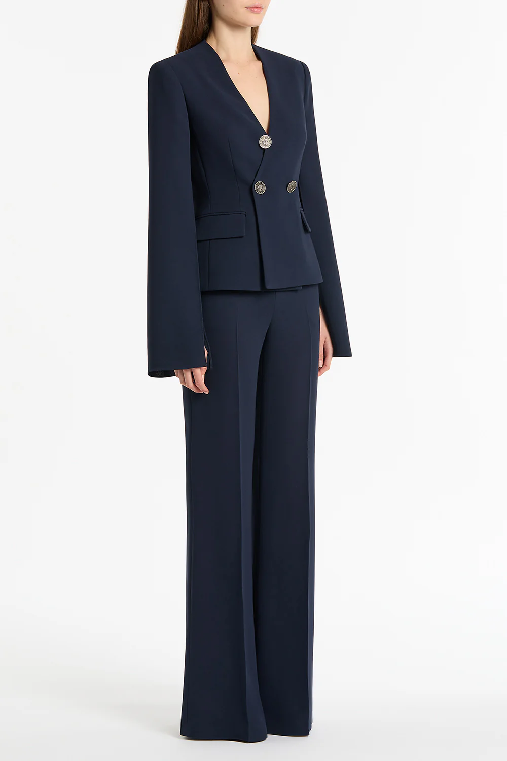 NAVY CREPE MONETA ROME JACKET - Image 3