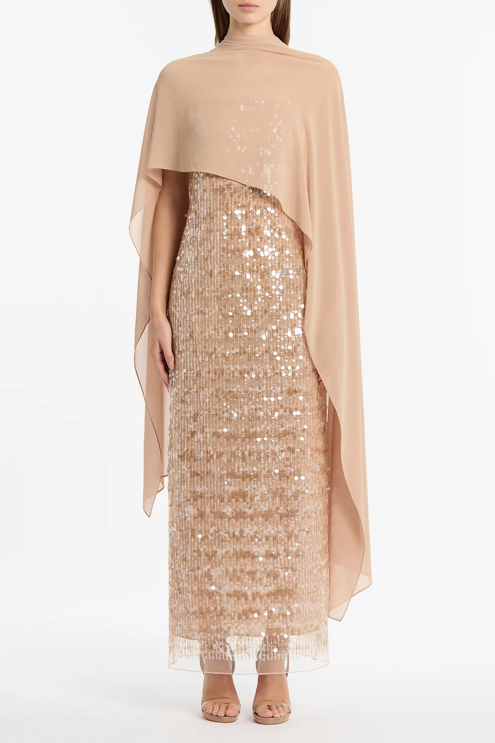 PALE GOLD LINEAR SEQUIN GOWN - Image 5