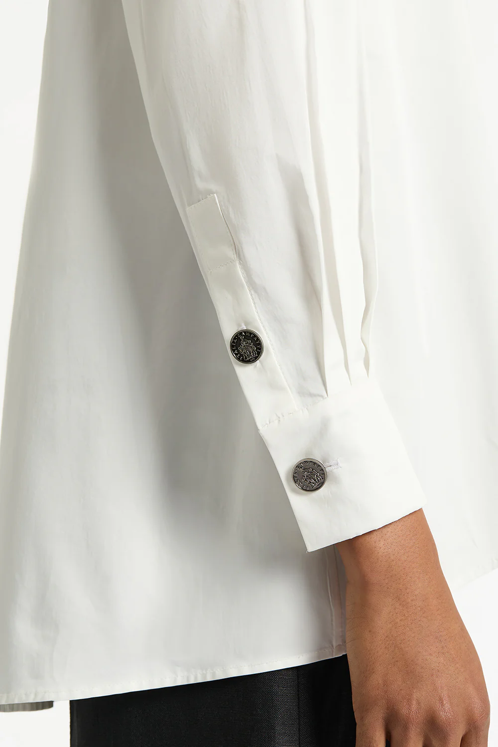 WHITE COTTON TAFFETA SHIRT - Image 4